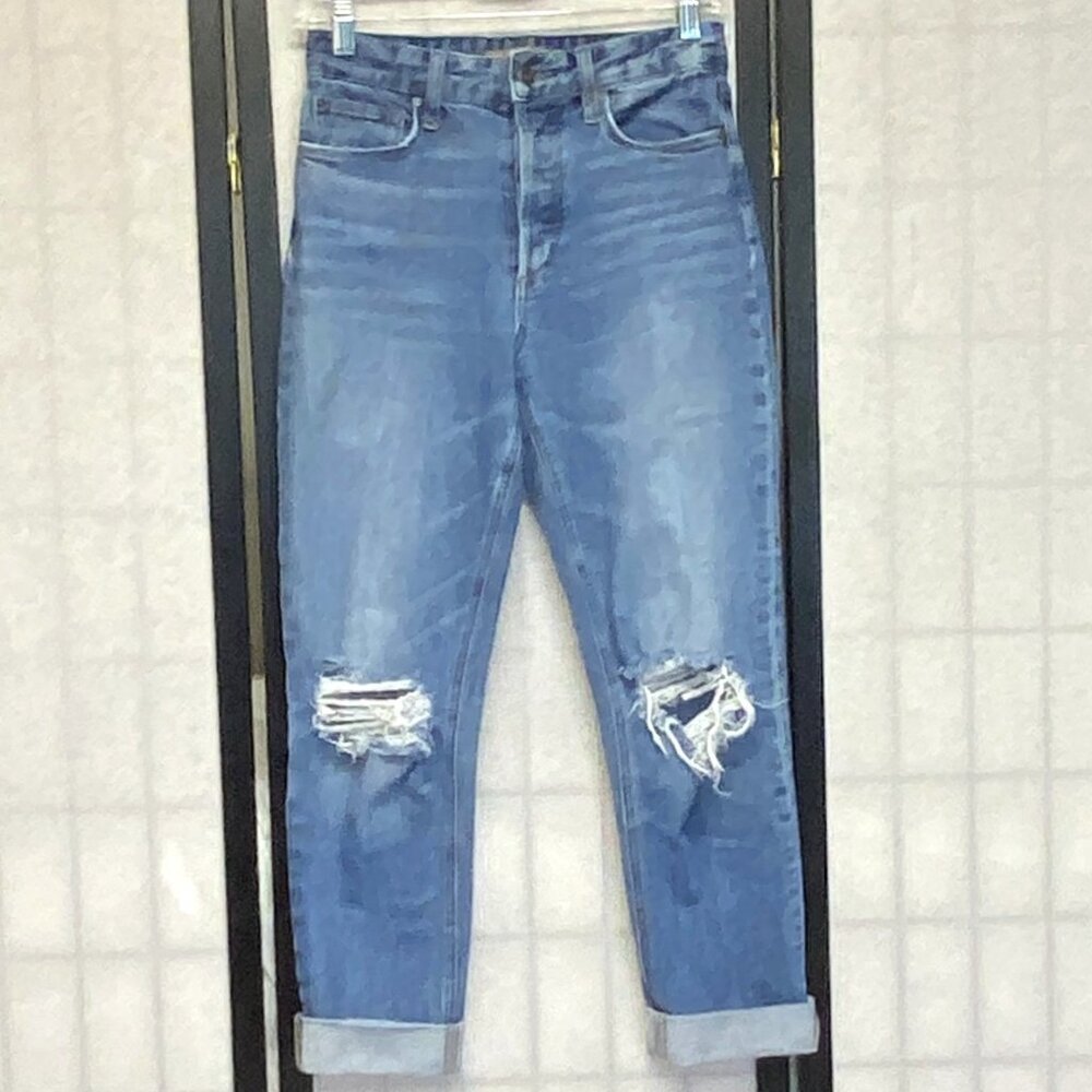 Joe’s Jeans Straight Distressed 25 The Smith High Rise Button Fly Ankle Denim